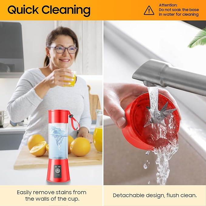 Portable Personal Size Mini Blender - 2025 Upgraded Cordless Blender for Smoothies & Shakes, Type-C Rechargeable, 380Ml Traveling BAP Free Juicer Cup for Sports/Travel/Home, 20000Rpm/Min Speed