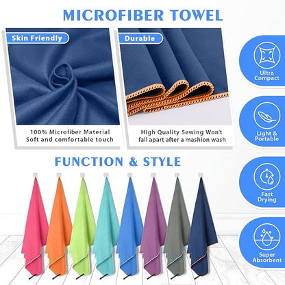 HOEAAS 2 Pack Microfiber Camping Towels