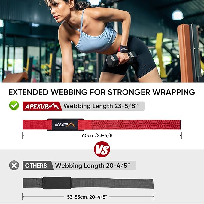 APEXUP Weight Lifting Straps for Weightlifting, Lifting Wrist Straps Gym, Deadlift Straps, Anti Slip Silicone and Neoprene Padded Weightlifting Straps Men Women Powerlifting, Strength Training