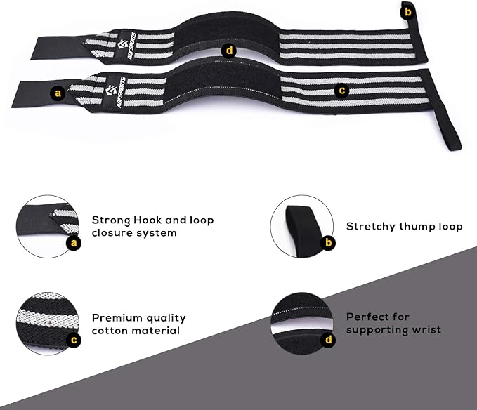 Wrist Wraps for Weightlifting - USPA & IPL Approved 18" Gym Wrist Support with Thumb Loop - Heavy Duty Lifting Wrist Straps for Fitness, Workout, Powerlifting, & Bodybuilding (Pair)