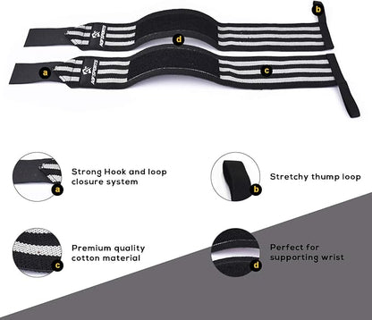 Wrist Wraps for Weightlifting - USPA & IPL Approved 18" Gym Wrist Support with Thumb Loop - Heavy Duty Lifting Wrist Straps for Fitness, Workout, Powerlifting, & Bodybuilding (Pair)