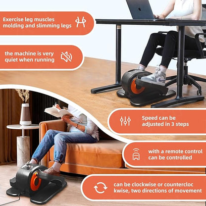 ESL Under Desk Elliptical - Portable Leg Exerciser for Seniors, Compact Seated Elliptical with Remote Control, LCD Display Electric Elliptical Trainers