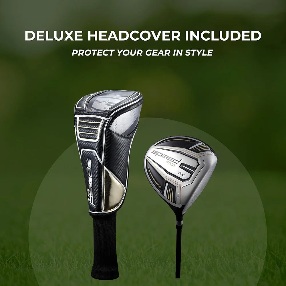 Speed Titanium Driver Golf Club, 10°, 11.5°, 12.5° Loft , Ultra Lightweight Graphite Shaft, Oversized Sweet Spot, Aerodynamic Design, USGA Conforming Mens Golf Driver + Deluxe Headcover