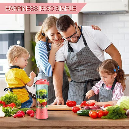 Portable Blender, for Shakes and Smoothies with 6 Blades Mini Blender 20 Oz for Kitchen,Home,Travel (Sakura Pink)