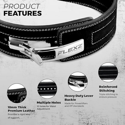 Flexz Fitness Lever Weight Lifting Belt Leather - 10MM 13MM 13MM Powerlifting