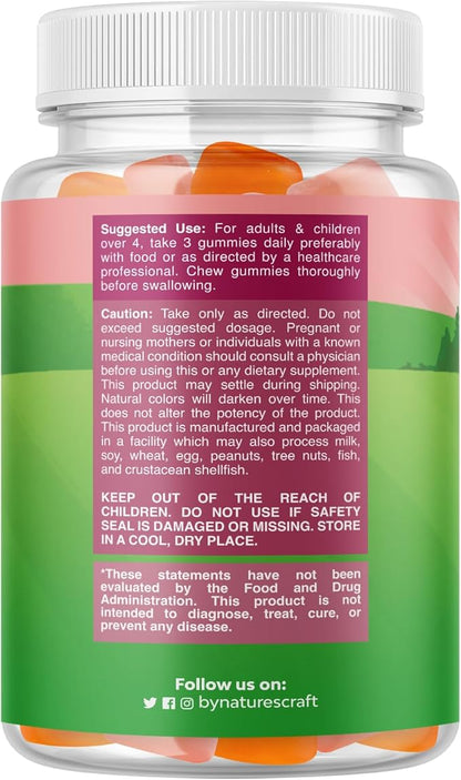 Kids Fiber Gummy Prebiotics Supplement - Soluble Fiber Gummies for Kids for Easing Constipation and Supporting Digestive Health Kids Fiber Gummies Immune System Booster Delicious Gummy Vitamins