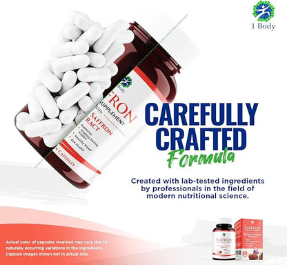1 Body Saffron Extract 8825 – Antioxidant & Mood Support Saffron Supplement – 88.5 mg of Pure Safranal per Vegetarian Capsule