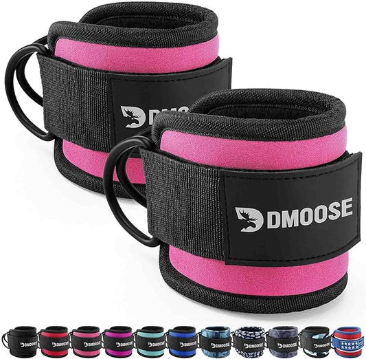DMoose Fitness Ankle Straps for Cable Machines - One Size Fit with Premium Padding, Glute Kickback Ankle Strap for Women & Men, Cable Attachments for Gym, Booty Workouts, Leg Extension & Hip Abductors