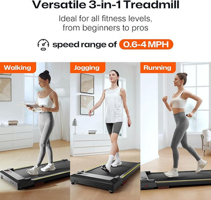 Walking pad, 3-in-1 Under Desk Treadmill for Home and Office, 2.5 HP Portable Walking Jogging Running Machine with Remote Control and LED Display