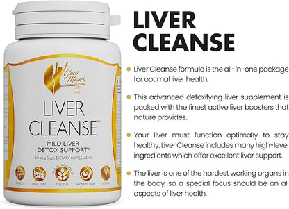 Coco March Liver Cleanse - Mild Tonic Liver Support Digestive Health Made with Real Plant Nutrients - Free of Gluten, Soy, Dairy - Vegan, Keto Friendly, 60 Capsules