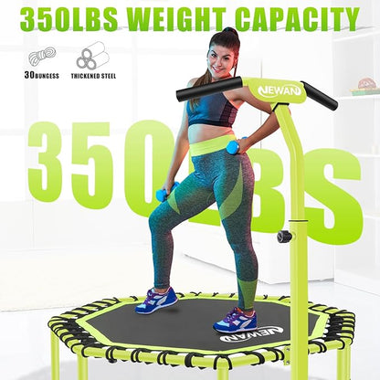 Newan 48" Fitness Trampoline with Adjustable Handle Bar, Silent Trampoline Bungee Rebounder Jumping Cardio Trainer Workout for Adults - Max Limit 330 lbs