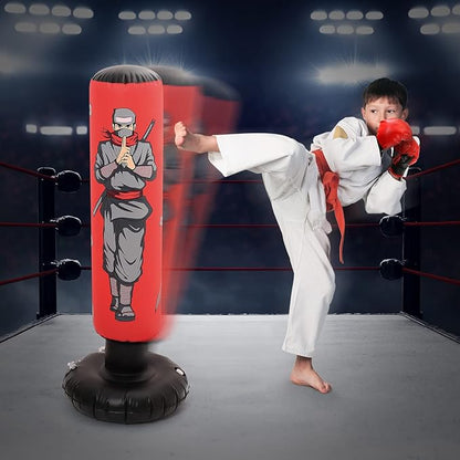 47" Kids Punching Bag with Boxing Gloves, Inflatable Boxing Bag for Boys and Girls