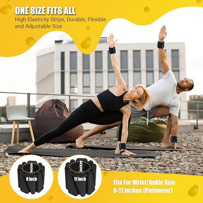 Wrist Ankle Weights Bangles 2lb for Women, Adjustable Silicone Pilates Weights Bracelet, Heavy Duty Fasteners Wearable Arm & Leg Weights for Yoga, Pilates, Barre, Walking and Gym (Set of 2)