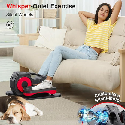 Under Desk Elliptical Machine, Ellipse Leg Exerciser with 15 Adjustable Speed Electric Seated Pedal Exerciser for Seniors Mini Leg Exerciser While Sitting for Moms Dad Parents Elderly