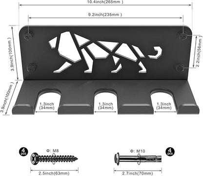 Kipika Versatile Wall Mounted Barbell Holder with Hooks Storage Rack for Barbell Bars Holds Under 33mm Bar Size and Fitness Accessories Space-Efficient Gym Organization for Home & Commercial Use