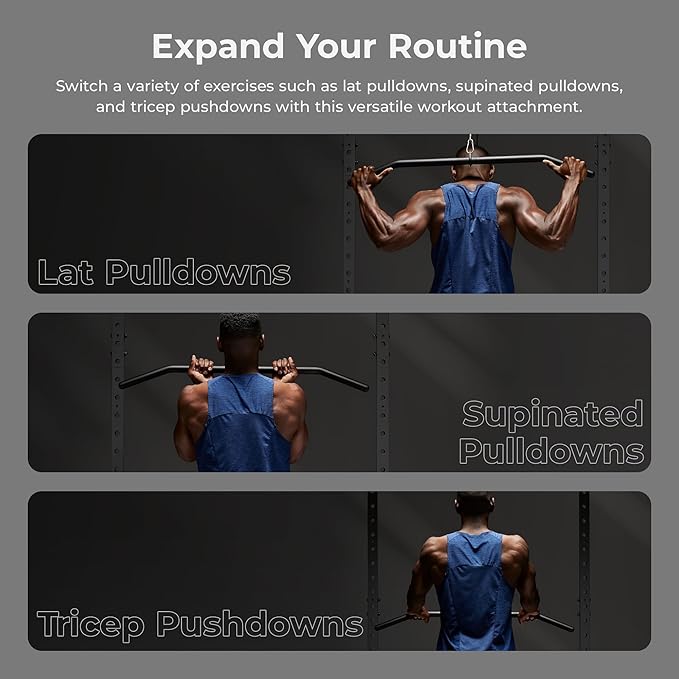 Sunny Health & Fitness Power Cage Squat Rack Upgrade Attachments, Dip Bar, Plate Bar Holder, Belt Squat, J Hook, Lat, Adapter, U Ring, Pull Up Bar, Landmine, Captain's Chair, Tricep Rope For Home Gym