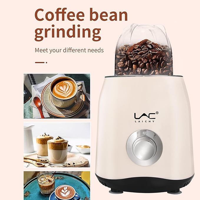 Blender for Smoothies,Personal Blender and Grinder Combo for Kitchen with a 54oz Portable Smoothie Cups,Shakes,Juices,Frozen Drinks and a 12oz Coffee Cup with Seal Cover for Coffee Beans(Cream)