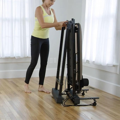 AeroPilates Reformer - Pilates Reformer Workout Machine for Home Gym - Cardio Fitness Rebounder- Up to 300 lbs Weight Capacity, Gray