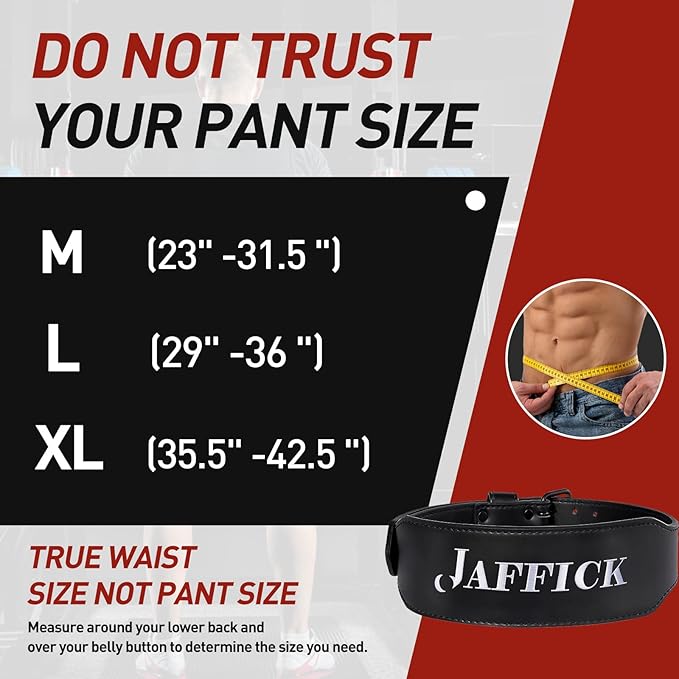 Jaffick Weight lifting Belt for 7MM Leather Pro 4 Inch