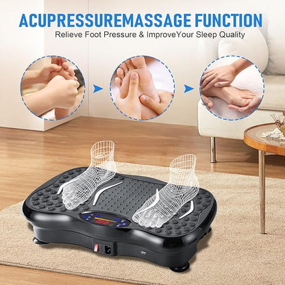Vibration Plate Exercise Machine,Whole Body Workout Equipment for Weight Loss,Lymphatic Drainage Machine,Gyms Workout with Adjustable Speeds and Resistance Bands,Compact Vibration Platform for Home