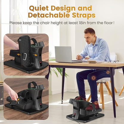 Under Desk Elliptical Training Machines: Pedal Exerciser Electric 2 in 1 Auto or Manual with 12 Adjustable Speeds Portable Under Desk Bike Leg Exerciser for Seniors While Sitting with Remote Control