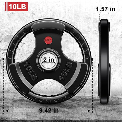GIKPAL Bumper Plates 2-inch Rubber 10lbs-55lbs