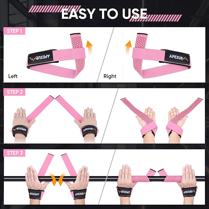APEXUP Weight Lifting Straps for Weightlifting, Lifting Wrist Straps Gym, Deadlift Straps, Anti Slip Silicone and Neoprene Padded Weightlifting Straps Men Women Powerlifting, Strength Training