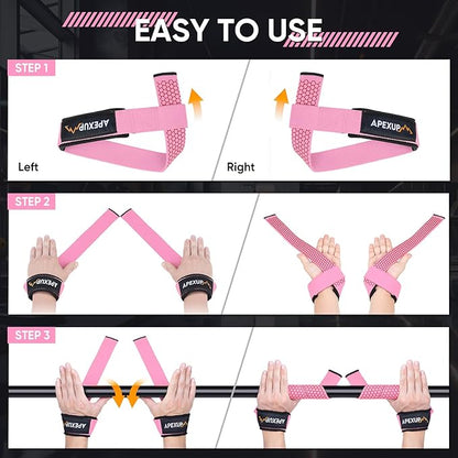 APEXUP Weight Lifting Straps for Weightlifting, Lifting Wrist Straps Gym, Deadlift Straps, Anti Slip Silicone and Neoprene Padded Weightlifting Straps Men Women Powerlifting, Strength Training