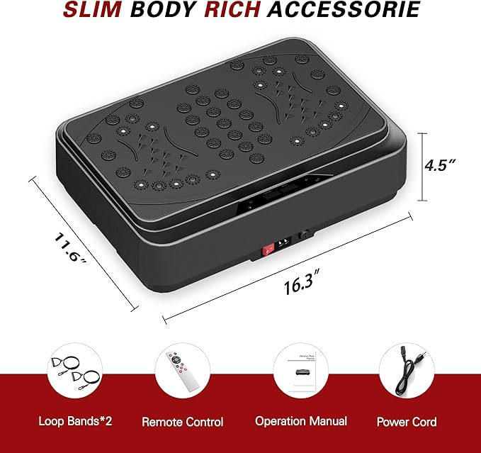 soges Vibration Plate Exercise Machine with Resistance Bands, Vibrating Plate for Lymphatic Drainage, Whole Body Vibrate Equipment, Home Fitness Workout Weight Loss Sports