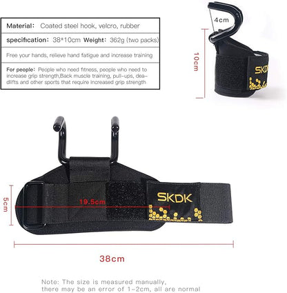 SKDK Cotton Hard Pull Wrist Lifting Straps Grips Band-Deadlift Straps with Neoprene Cushioned Wrist Padded and Anti-Skid Silicone - for Weightlifting, Bodybuilding, Xfit, Strength Training