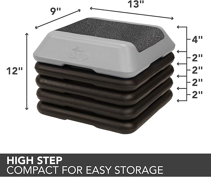 The Step Adjustable High Step Aerobic Platform 4 Risers,