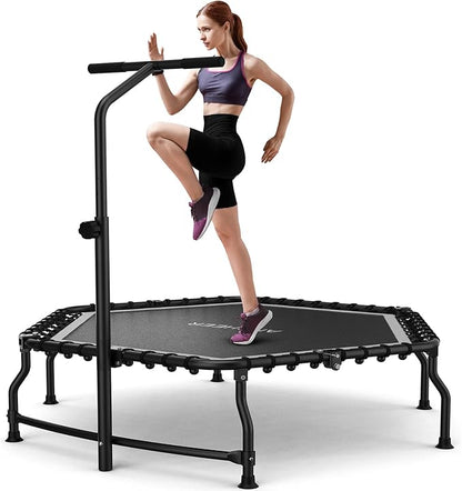 ANCHEER 50" Rebounder Trampoline for Adults- 2025 Foldable Mini Trampoline with Bar- Exercise Trampoline for Adults, Max Load 450lbs/550lbs, for Indoor/Garden Workout