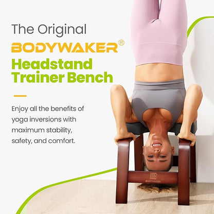 Yoga Headstand Bench, Stand Yoga Chair for Balance Training, Core Strength Building, Upside Down Chair for Relaxation, Handstand Trainer Inversion Chair for Home Gym (Chocolate Black)