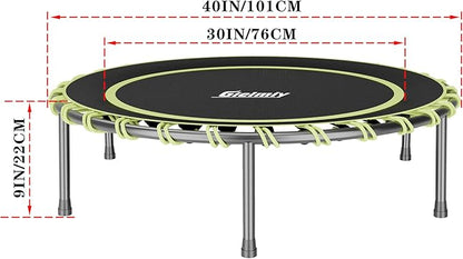 40" Fitness Trampoline with Adjustable Handle Bar Silent Mini Trampoline Bungee Rebounder Jumping Cardio Trainer Workout for Adults - Maximum Load 150 kg