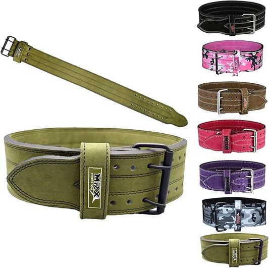 MRX Powerlifting Leather Belt 4" Wide 10mm Thickness 2 Prong
