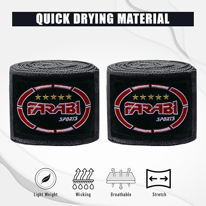Farabi Sports Boxing Hand Wraps for Men, Women Boxing Wraps 180 inch Adult Hand Wraps for MMA Muay Thai Kickboxing Martial Arts Punching Bag and Training