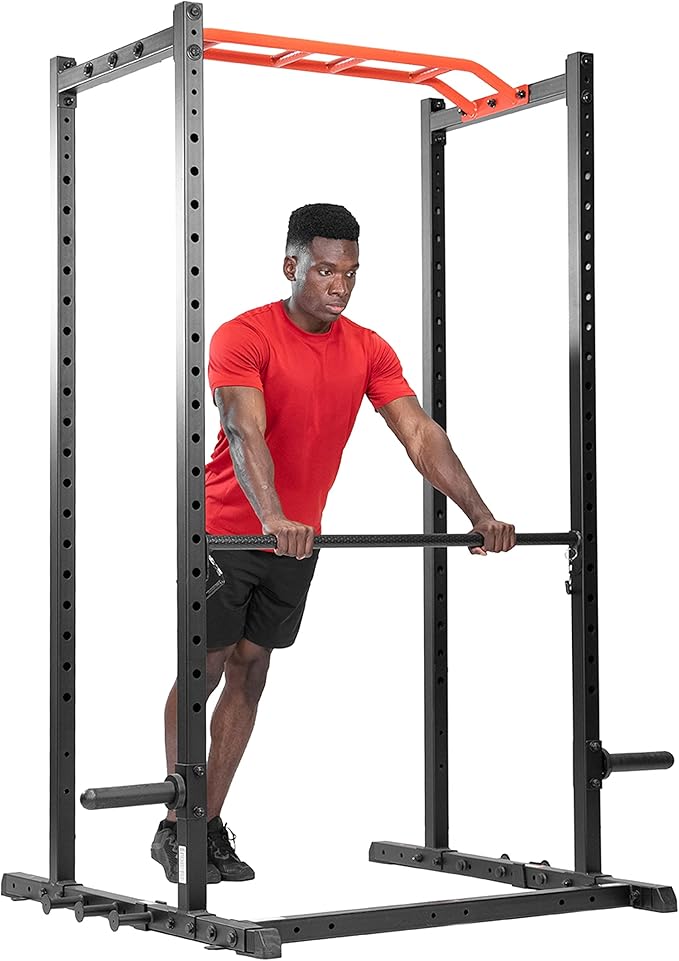 Sunny Health & Fitness Power Cage Squat Rack Upgrade Attachments, Dip Bar, Plate Bar Holder, Belt Squat, J Hook, Lat, Adapter, U Ring, Pull Up Bar, Landmine, Captain's Chair, Tricep Rope For Home Gym