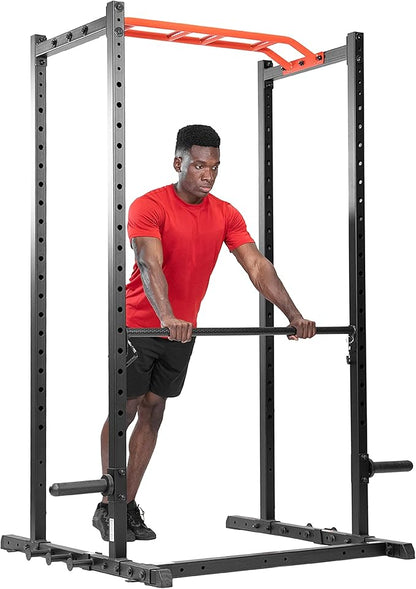 Sunny Health & Fitness Power Cage Squat Rack Upgrade Attachments, Dip Bar, Plate Bar Holder, Belt Squat, J Hook, Lat, Adapter, U Ring, Pull Up Bar, Landmine, Captain's Chair, Tricep Rope For Home Gym