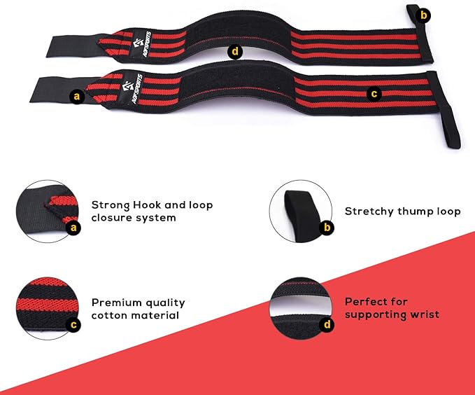 Wrist Wraps for Weightlifting - USPA & IPL Approved 18" Gym Wrist Support with Thumb Loop - Heavy Duty Lifting Wrist Straps for Fitness, Workout, Powerlifting, & Bodybuilding (Pair)