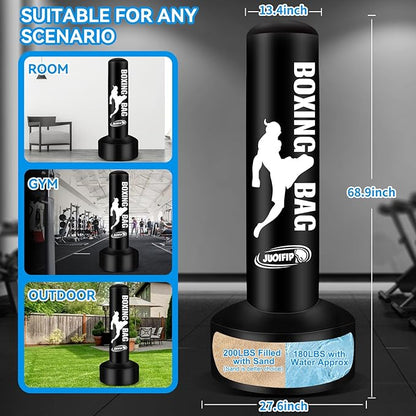 69'' Standing Punching Bag for Adults, Heavy Bag Boxing Equipment Kicking Bag Inflatable Kick Boxing Bag with Stand for Training MMA Muay Thai Fitness