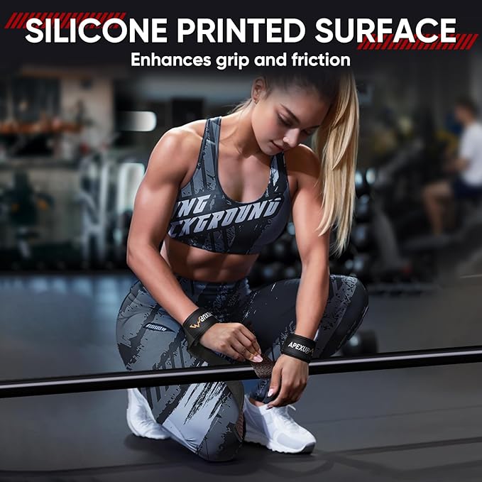 APEXUP Weight Lifting Straps for Weightlifting, Lifting Wrist Straps Gym, Deadlift Straps, Anti Slip Silicone and Neoprene Padded Weightlifting Straps Men Women Powerlifting, Strength Training