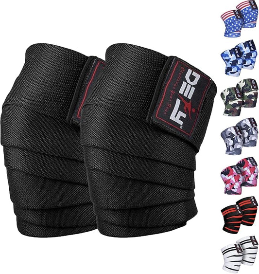 DEFY Sports' Knee Wraps for Weightlifting - Provides Knee Support for Powerlifting, Squats & Fitness Workouts