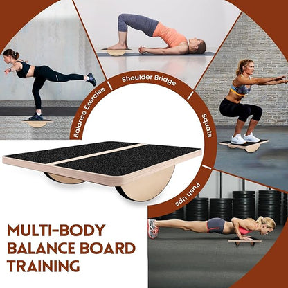 Slant Board for Calf Stretching 2-in-1 Professional Wooden Slant Board & Balance Board Adjustable Incline Stretch Wedge Physical Therapy Slant Boards for Knees Ankle Heel Feet Leg
