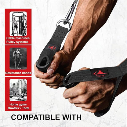 Heavy Duty Gym Exercise Handles Attachment for Cable Machine,Resistance Band,Pulley System Home Fitness Workout Equipment, with Elastic Rubber Grip and 2 Large Carabiners