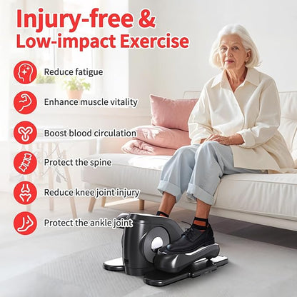 Under Desk Elliptical Exercise Machine with Remote Control & 12 Speeds, Quiet Elliptical Machine for Home Use, Ellipse Leg Exerciser as Seen on TV, Electric Leg Exerciser While Sitting for Seniors