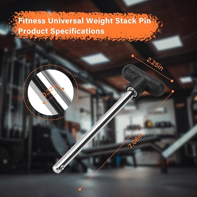 Weight Stack Pin, Gym Pin Heavy Duty Replacement, Weight Machine Pin,for Fitness Universal Home Gym Exercise Machine Parts & Accessories, Pin Tensile 3/8 Diameter 5-1/2" Locking Space
