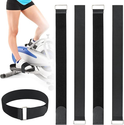4 Pcs Ellipse Leg Exerciser Machine Pedal Straps, Adjustable Elliptical Trainer Straps for Under Desk, Elliptical Peddler Foot & Leg Training Strap for Fitness Home Sports Office Accessories