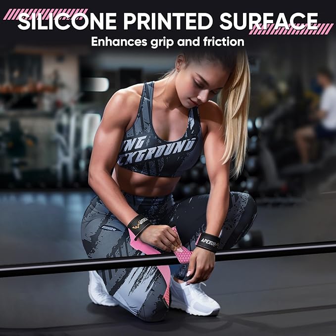 APEXUP Weight Lifting Straps for Weightlifting, Lifting Wrist Straps Gym, Deadlift Straps, Anti Slip Silicone and Neoprene Padded Weightlifting Straps Men Women Powerlifting, Strength Training
