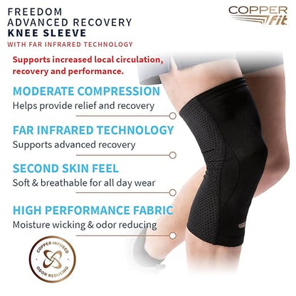 Copper Fit Recovery Knee Compression Sleeve - Breathable, Second Skin Feel - Arthritis, Joint Pain, Circulation - For Men and Women (Medium)