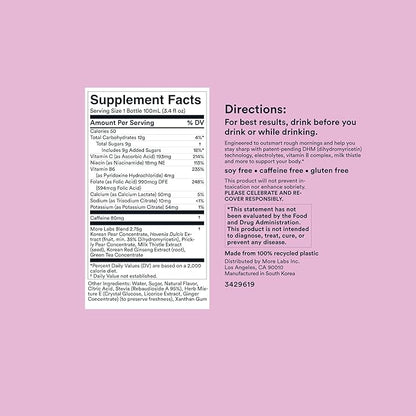 Morning Recovery, Electrolyte with Energy, Milk Thistle Drink Proprietary Formulation to Hydrate While Drinking for Morning Recovery, Highly Soluble Liquid DHM, Berry, Pack of 6